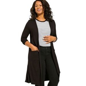 TORRID SOFT BLACK SLUB LONG Cardigan Size 0=L 12